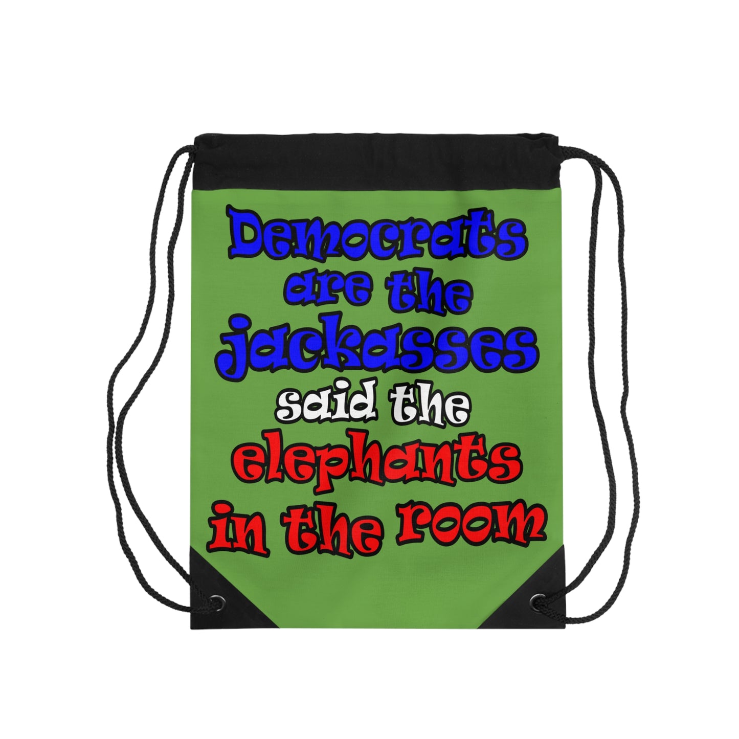 donkeys and elephants - Drawstring Bag (green)