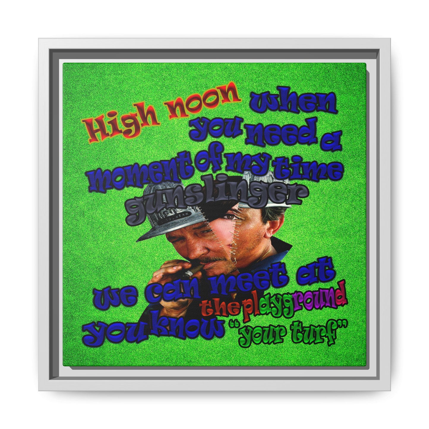 high noon - framed canvas art (green turf)