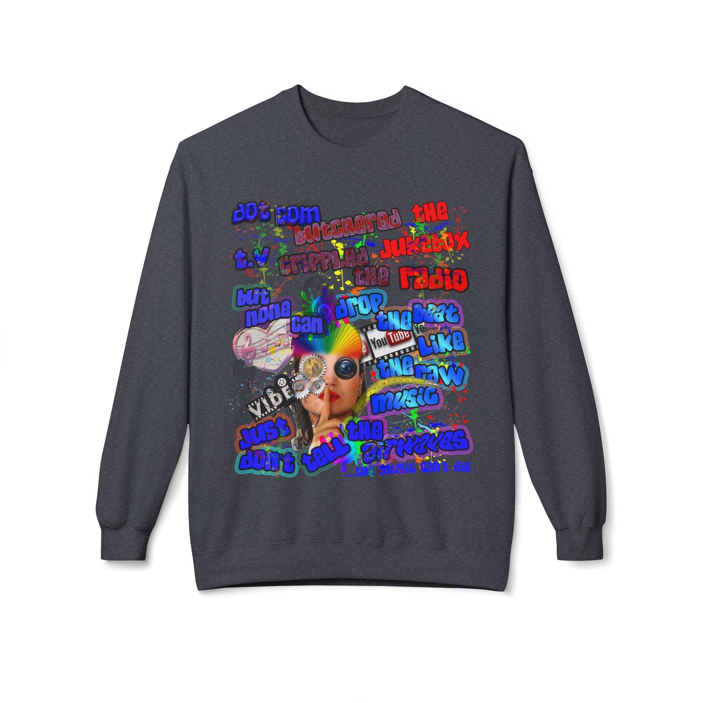 drop the beat - Unisex Midweight Softstyle Fleece Crewneck Sweatshirt