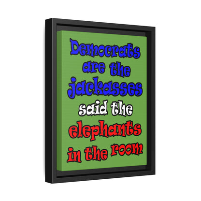 donkeys and elephants - framed canvas art (green)