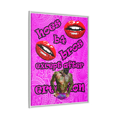 hoes b4 bros - framed canvas art (pink swirl)