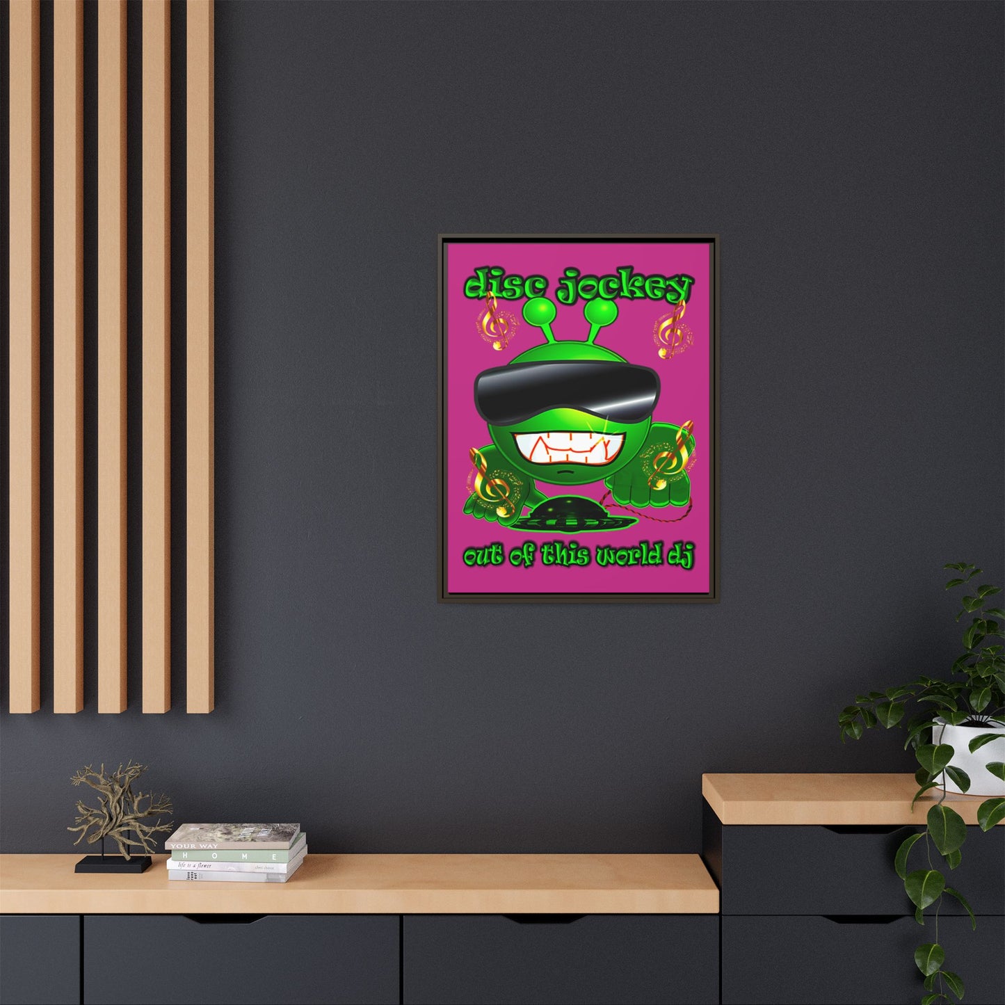 disc jockey - framed canvas art (pink)