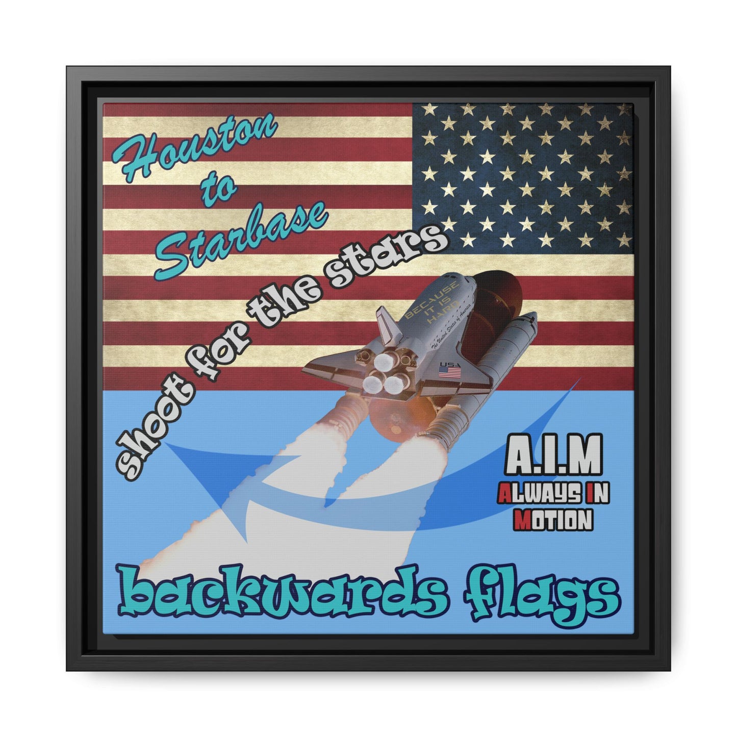 shoot for the stars - framed canvas art (light blue)