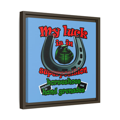 my luck - framed canvas art (light blue)