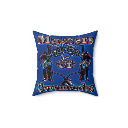 em cee squared - Spun Polyester Square Pillow - (dark blue)