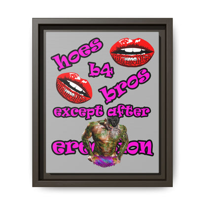 hoes b4 bros - framed canvas art (light grey)