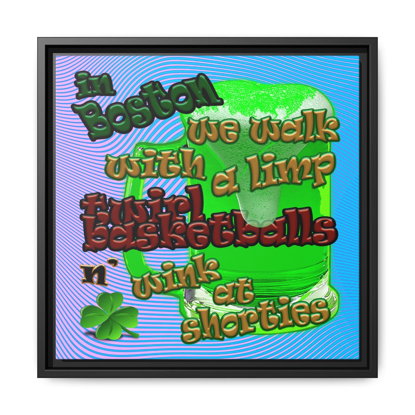 celtics logo - framed canvas art (light blue-purple wave)