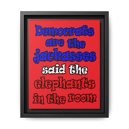 donkeys and elephants - framed canvas art (red)