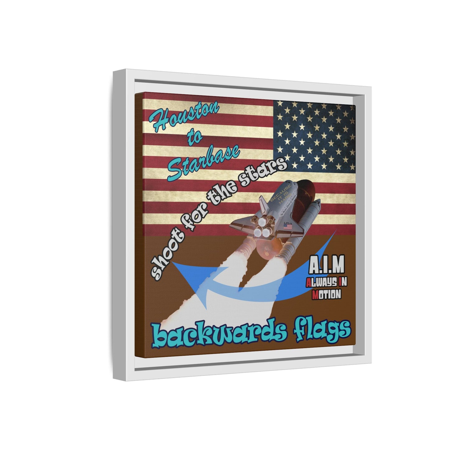 shoot for the stars - framed canvas art (brown)
