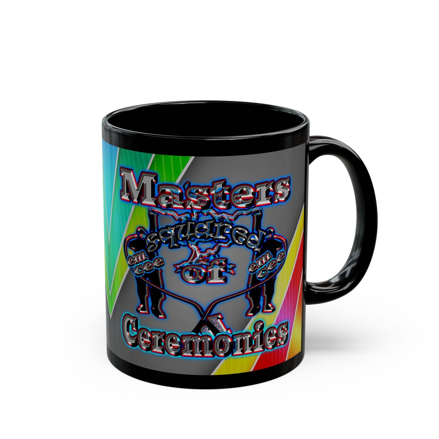 em cee squared - Black Mug (rainbow split)