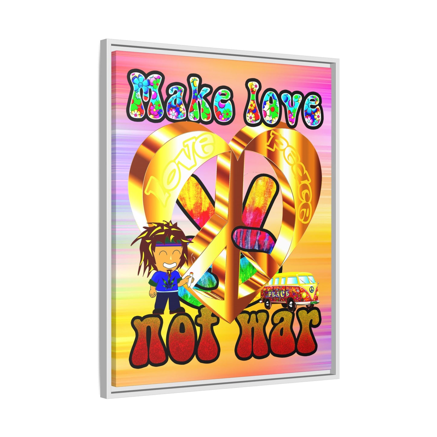 love peace - framed canvas art (color blur)