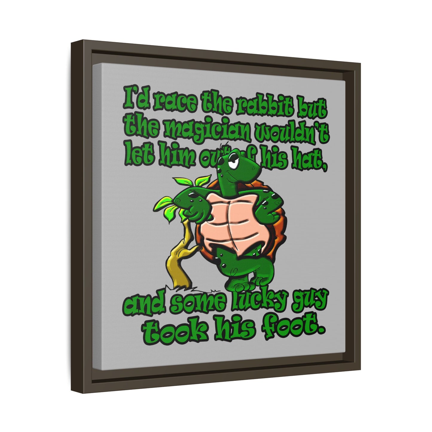 turtle race - framed canvas art (light grey)