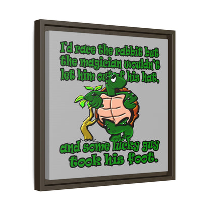 turtle race - framed canvas art (light grey)