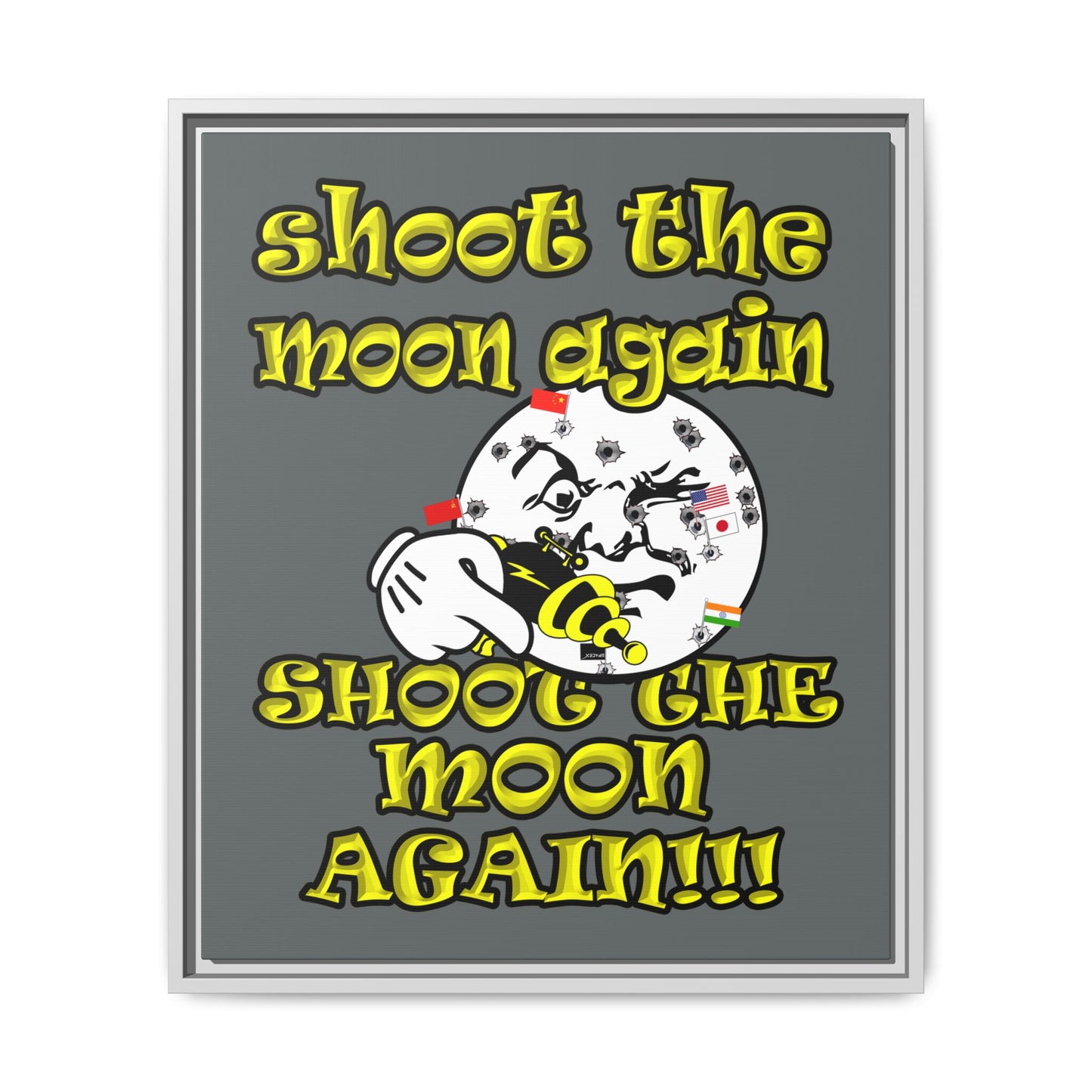 shoot the moon again - framed canvas art (dark grey)