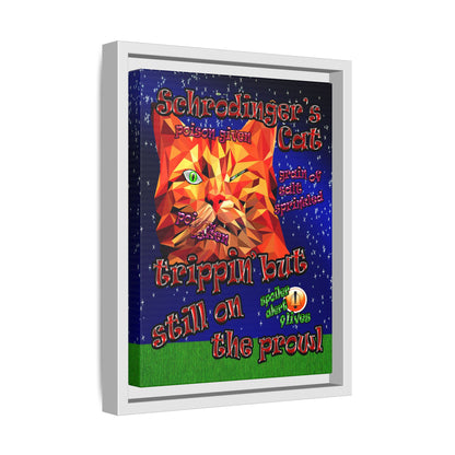 schrodinger's cat - framed canvas art ('snoops' background)