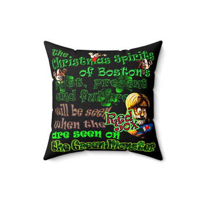 christmas spirits of boston - Faux Suede Square Pillow - (black)