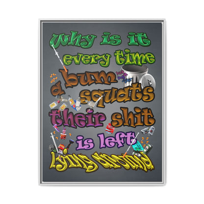 the bum's shit - framed canvas art (grey-light grey)
