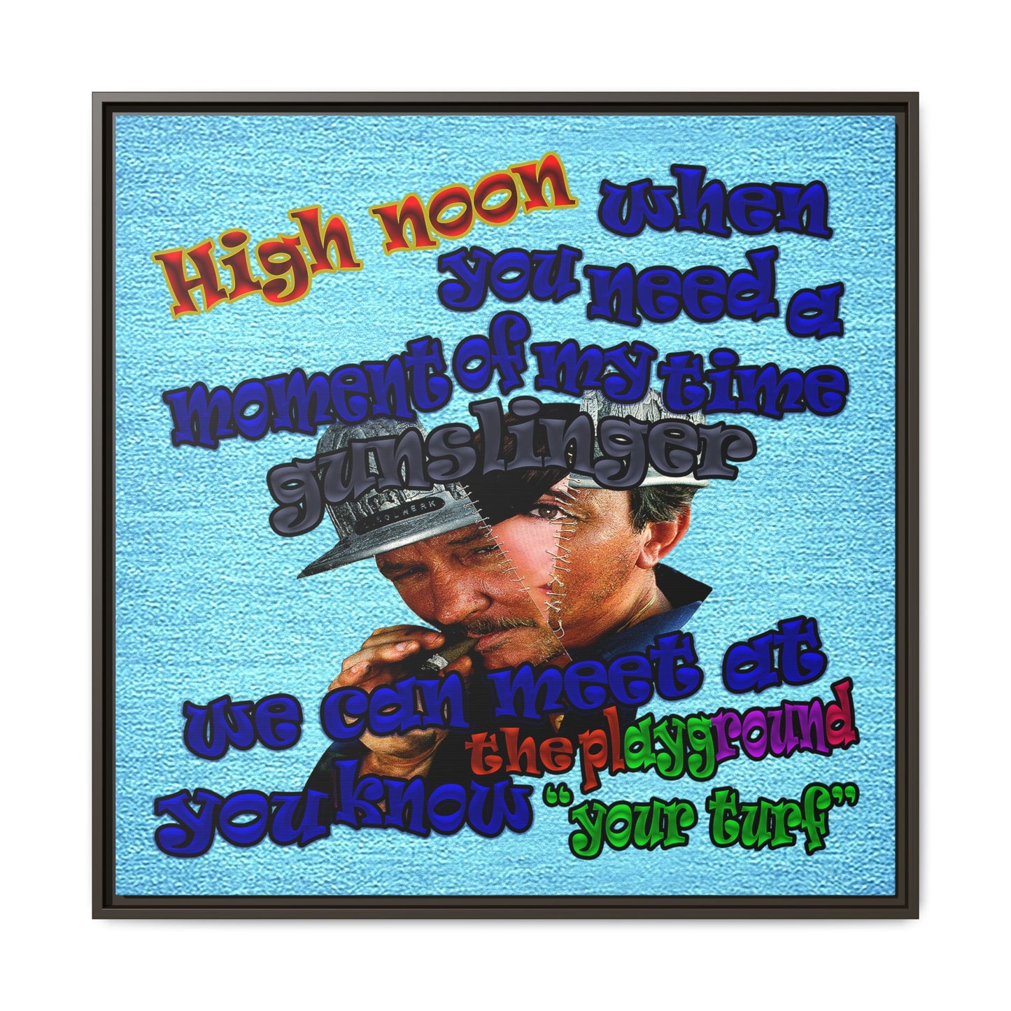 high noon - framed canvas art (faded blue)