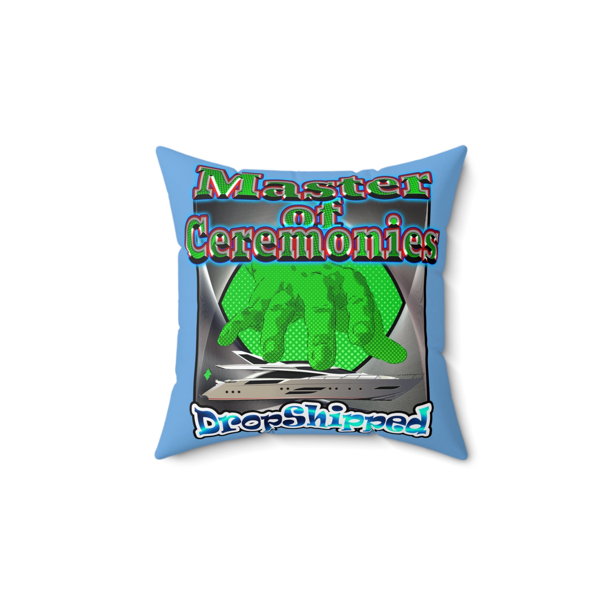 logo - Faux Suede Square Pillow - (light blue)