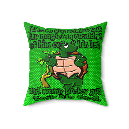 turtle race - Faux Suede Square Pillow - (logo green)