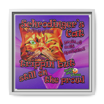 schrodinger's cat - framed canvas art (purple-pink wave)
