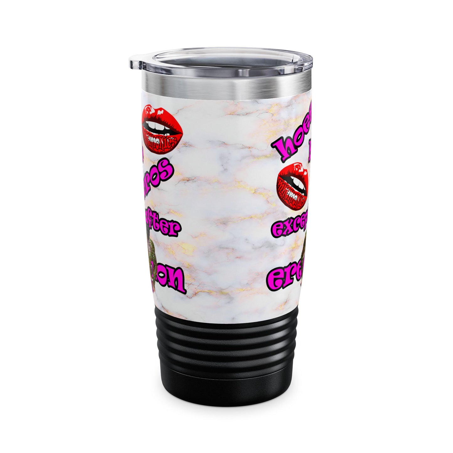 hoes b4 bros - Ringneck Tumbler, 20oz (white marble)