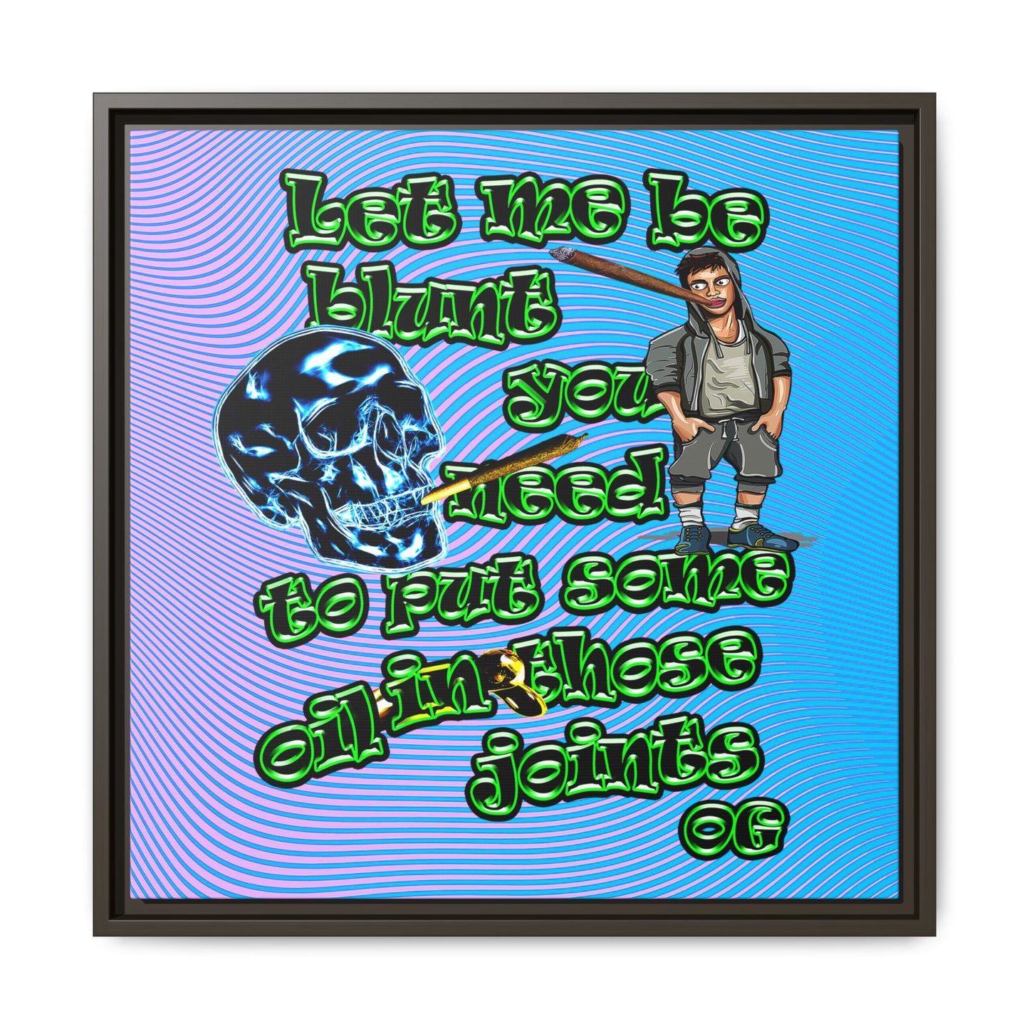 og - framed canvas art (light blue-purple wave)
