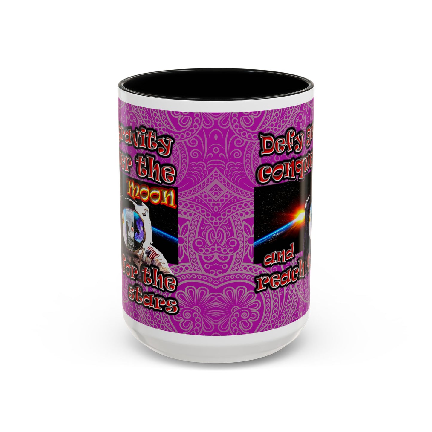 defy conquer reach - Accent Mug (pink swirl)