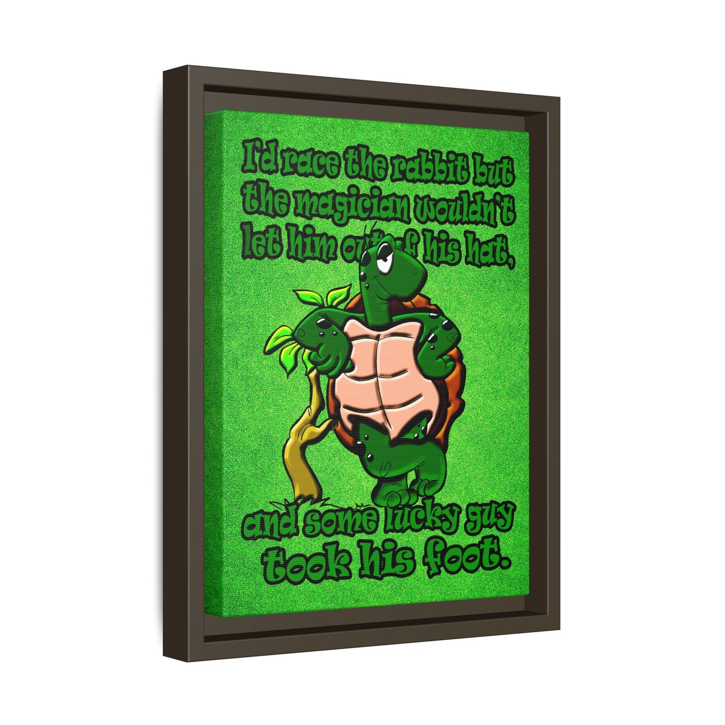 turtle race - framed canvas art (green turf)