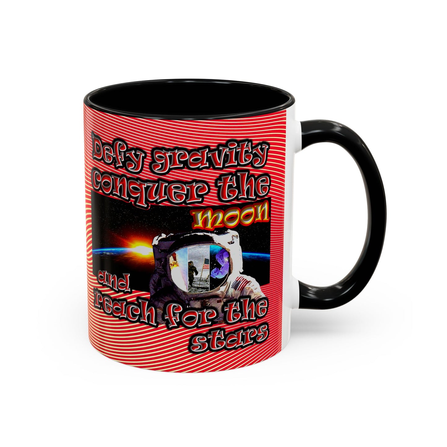 defy conquer reach - Accent Mug (yellow-orange wave)
