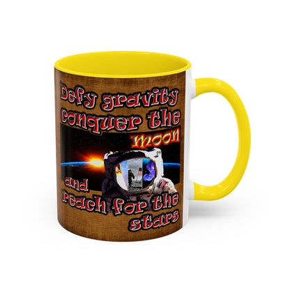 defy conquer reach - Accent Mug (brown papyrus)