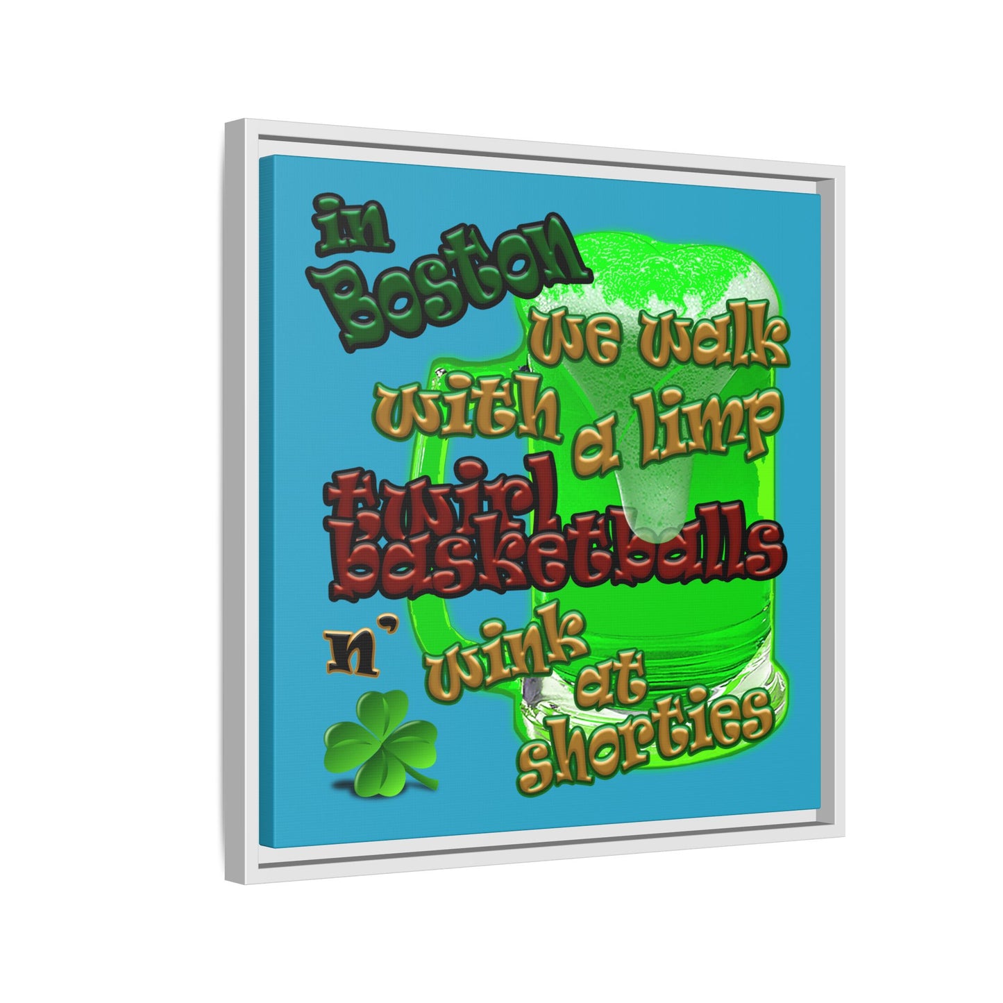 celtics logo - framed canvas art (turquoise)