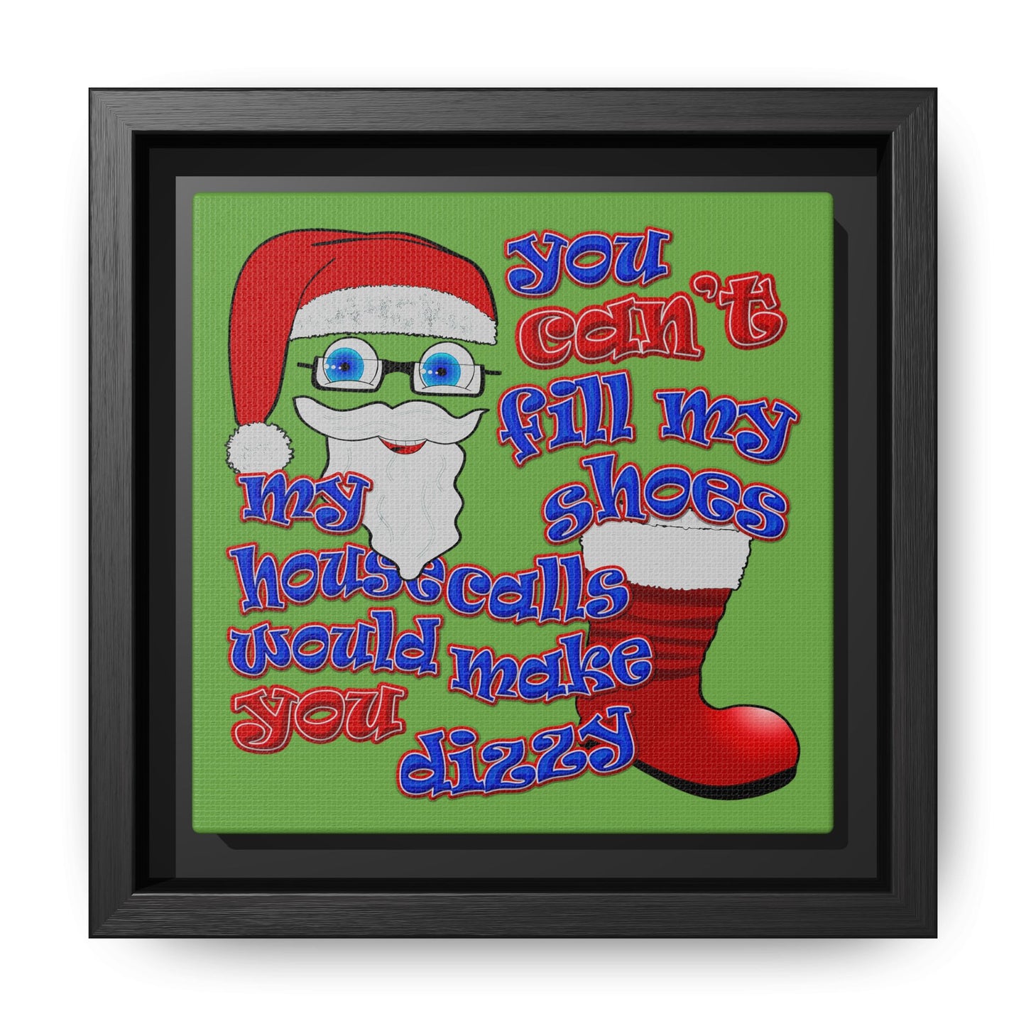 santa's shoes - framed canvas art (green)