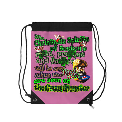 christmas spirits of boston - Drawstring Bag (light pink)