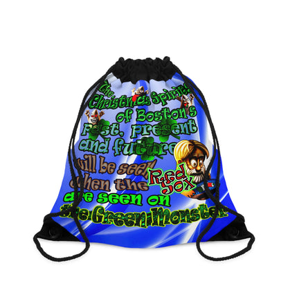 christmas spirits of boston - Drawstring Bag (blue-white wave)