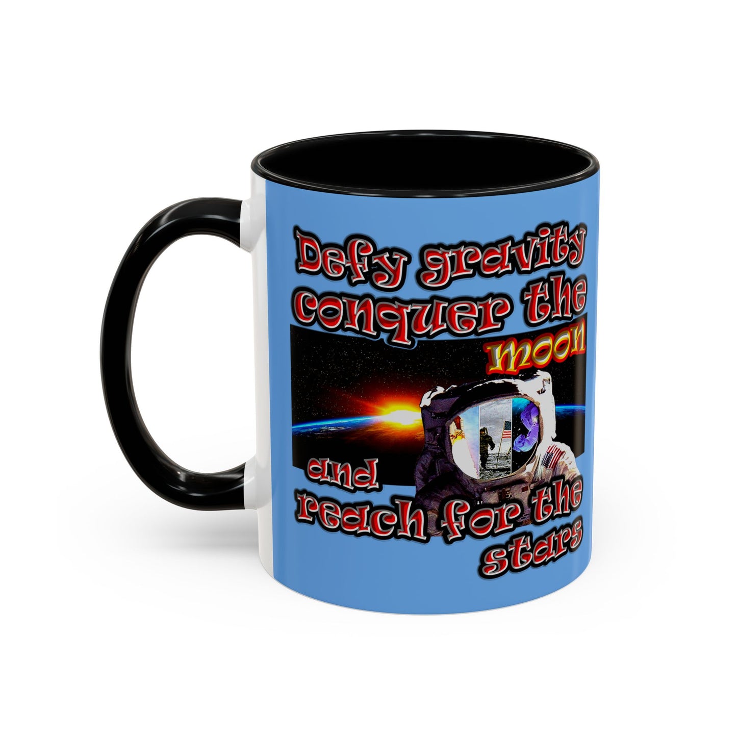 defy conquer reach - Accent Mug (light blue)