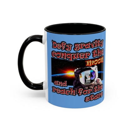 defy conquer reach - Accent Mug (light blue)