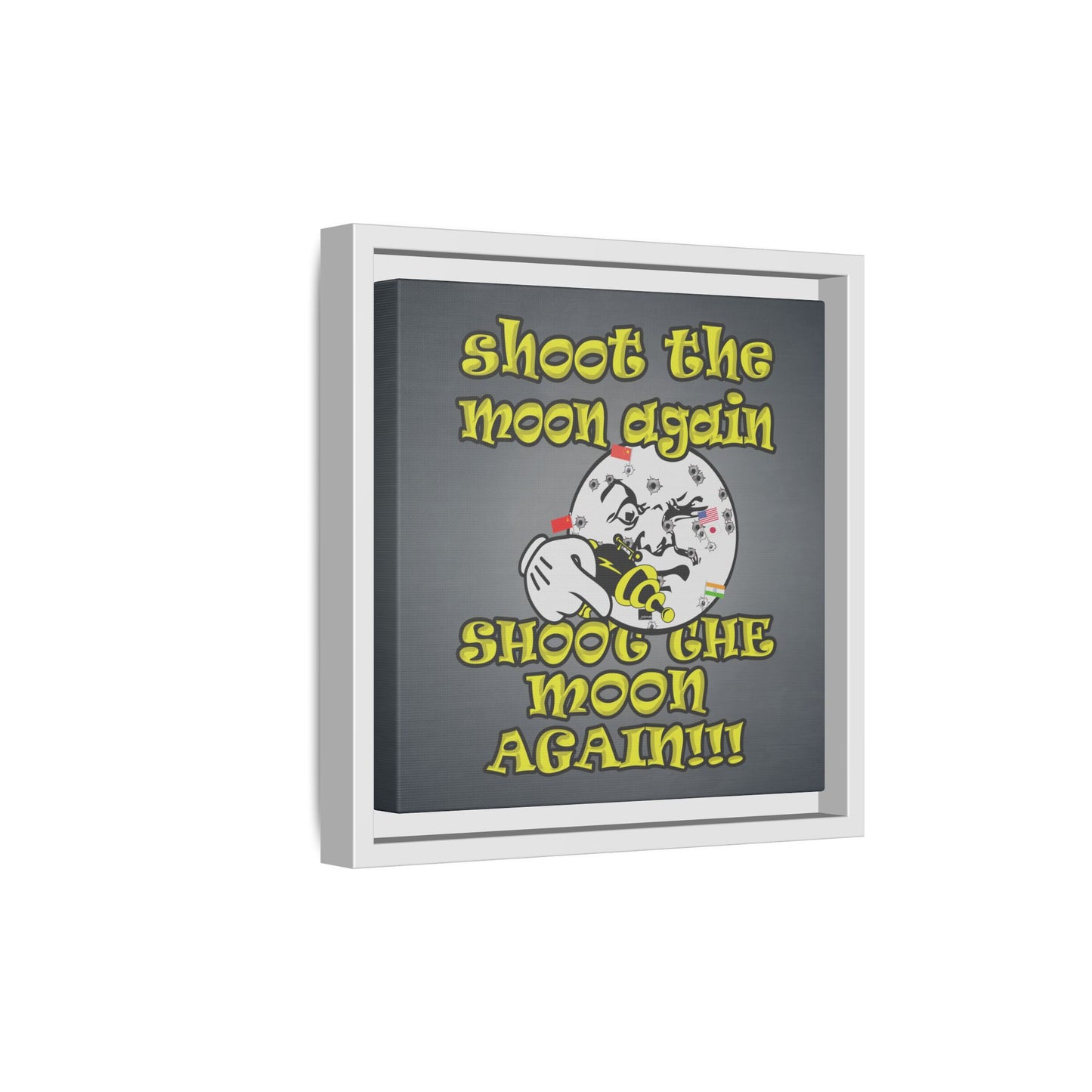 shoot the moon again - framed canvas art (grey-light grey)