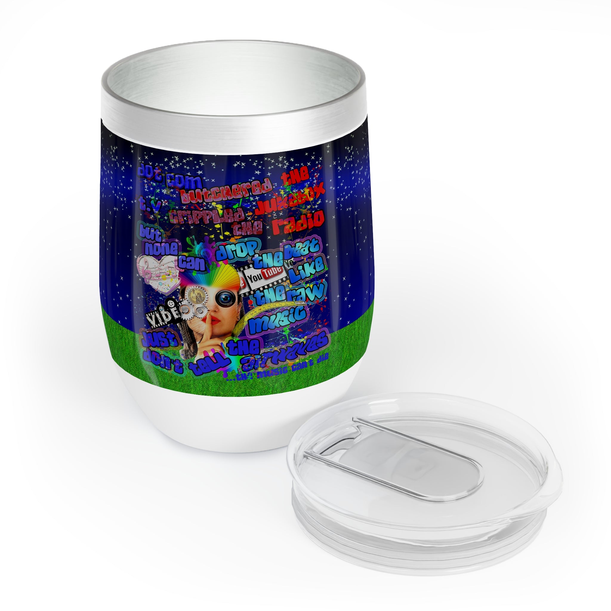 drop the beat - Chill Wine Tumbler  ('snoops' background)