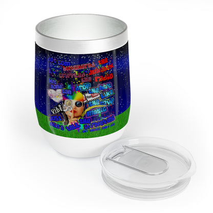drop the beat - Chill Wine Tumbler  ('snoops' background)