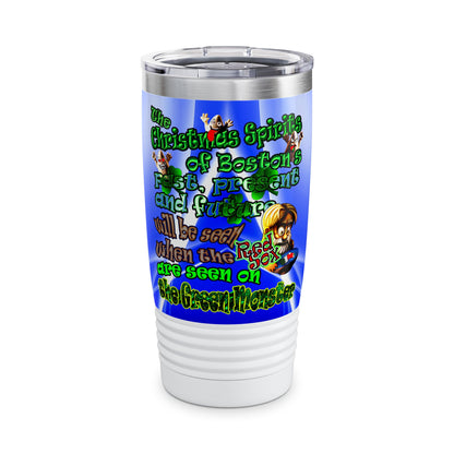 christmas spirits of boston - Ringneck Tumbler, 20oz (blue-white wave)