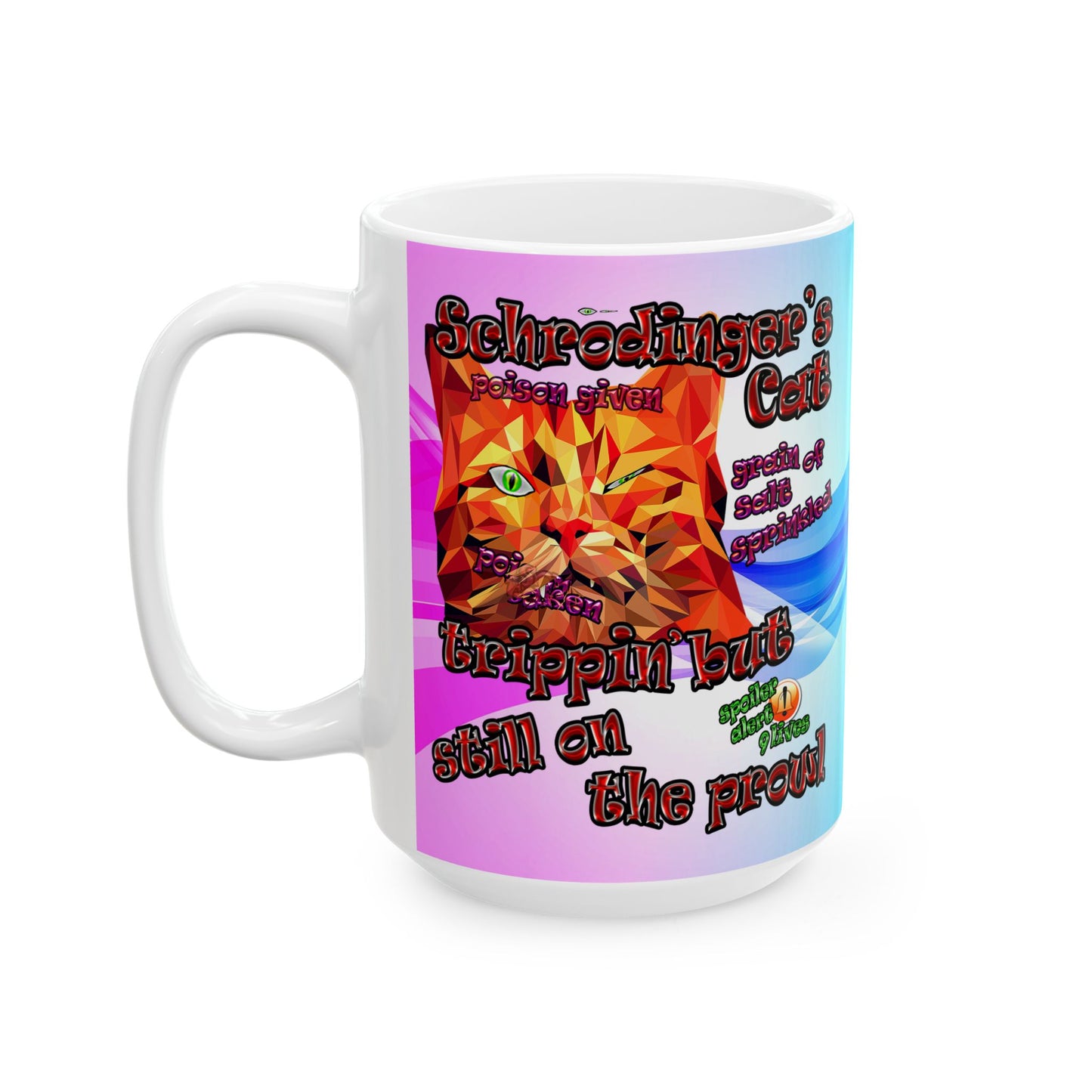 schrodinger's cat - White Mug (light blue-pink wave)