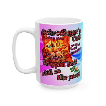 schrodinger's cat - White Mug (light blue-pink wave)