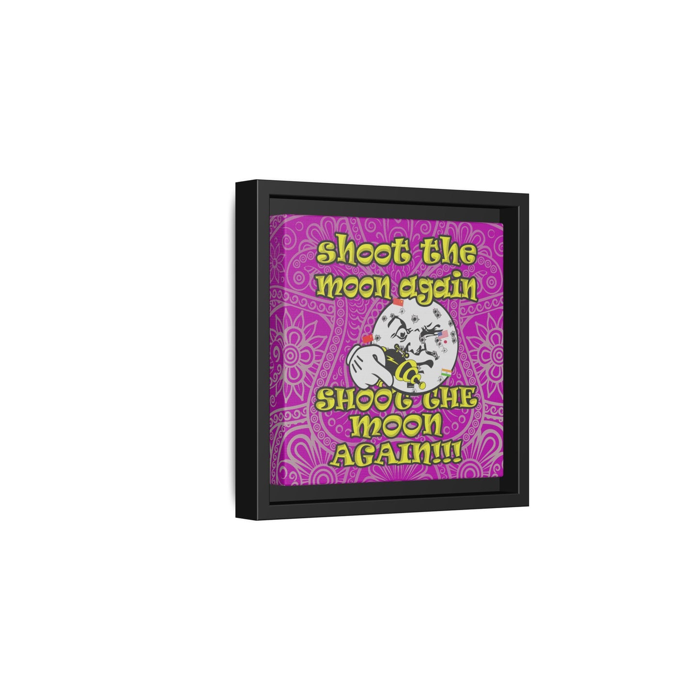 shoot the moon again - framed canvas art (pink swirl)