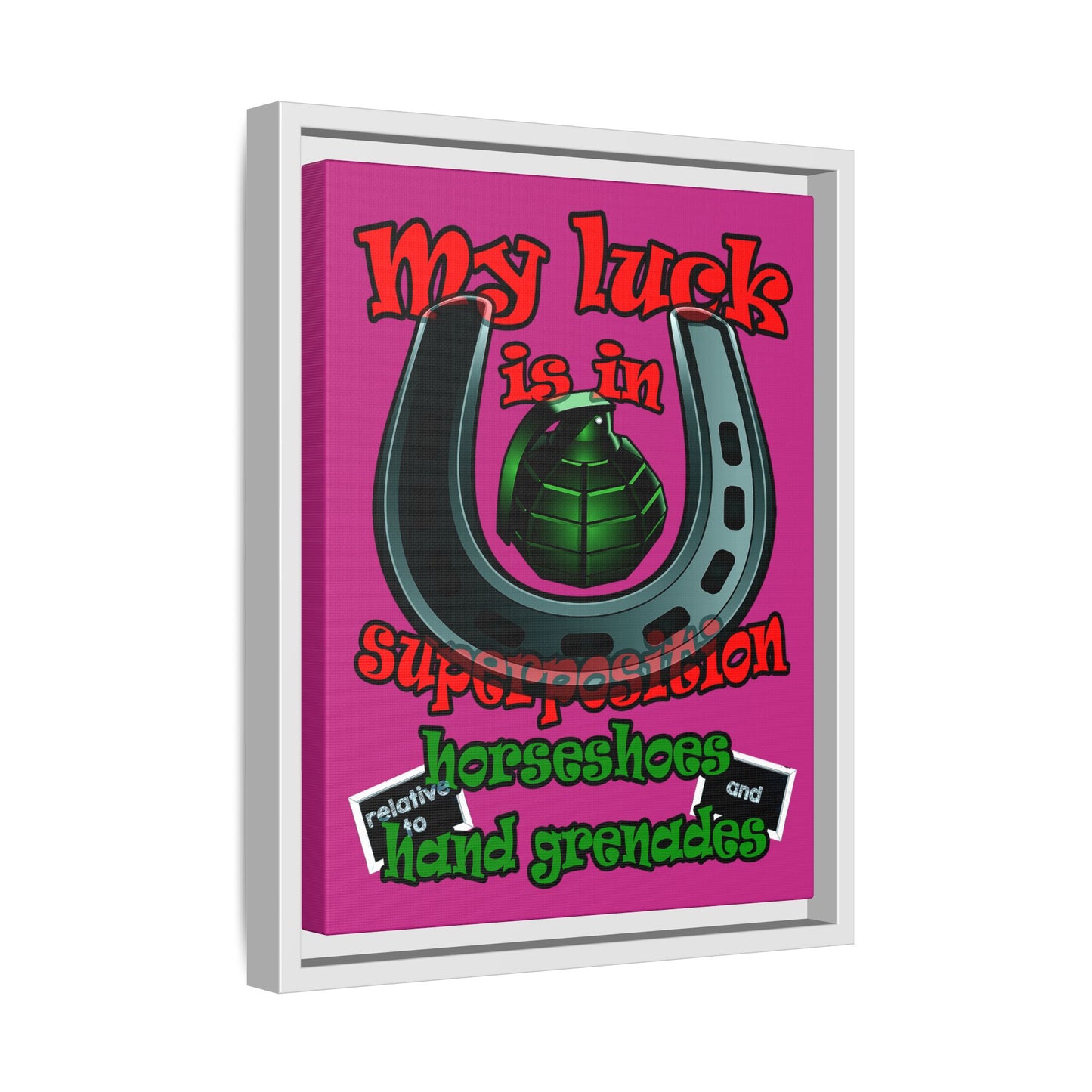 my luck - framed canvas art (pink)