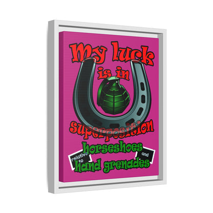 my luck - framed canvas art (pink)
