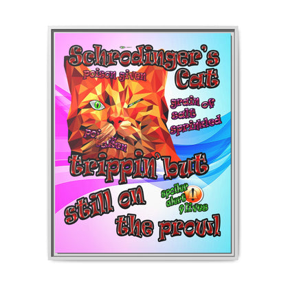 schrodinger's cat - framed canvas art (light blue-pink wave)