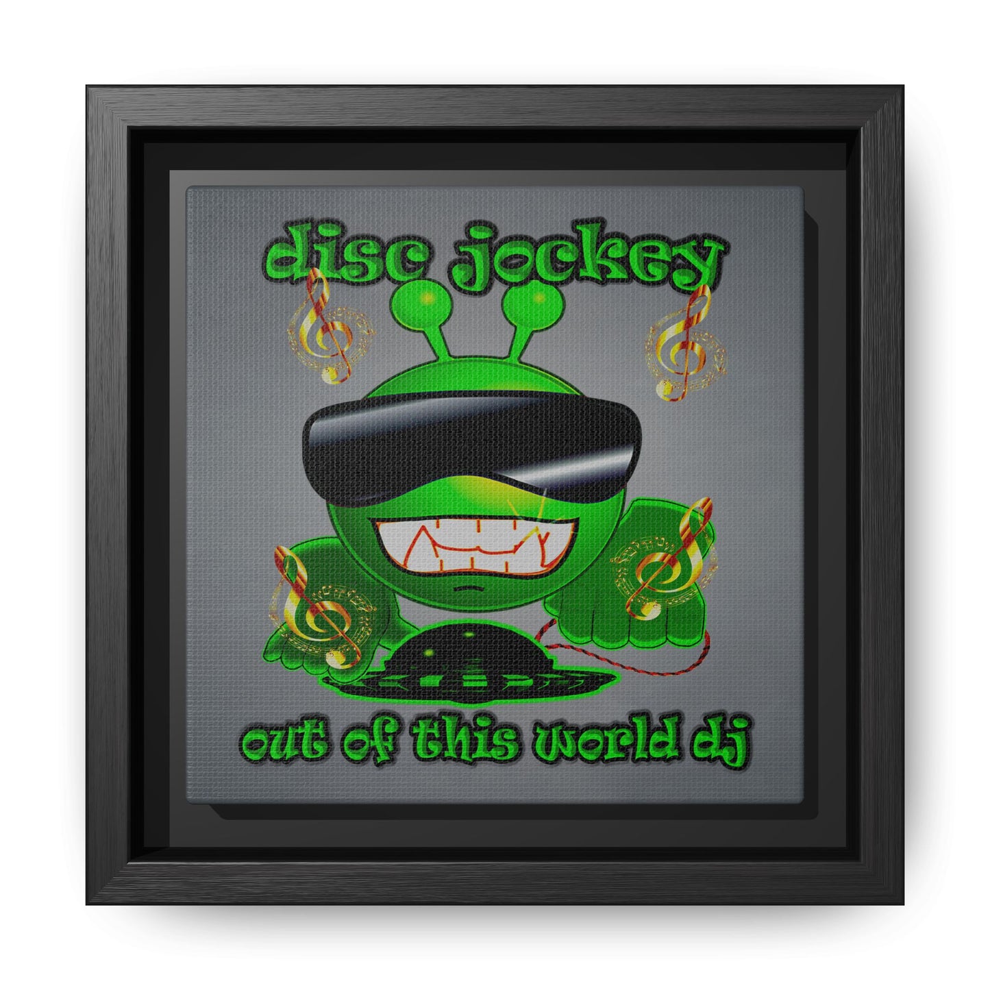 disc jockey - framed canvas art (grey-light grey)