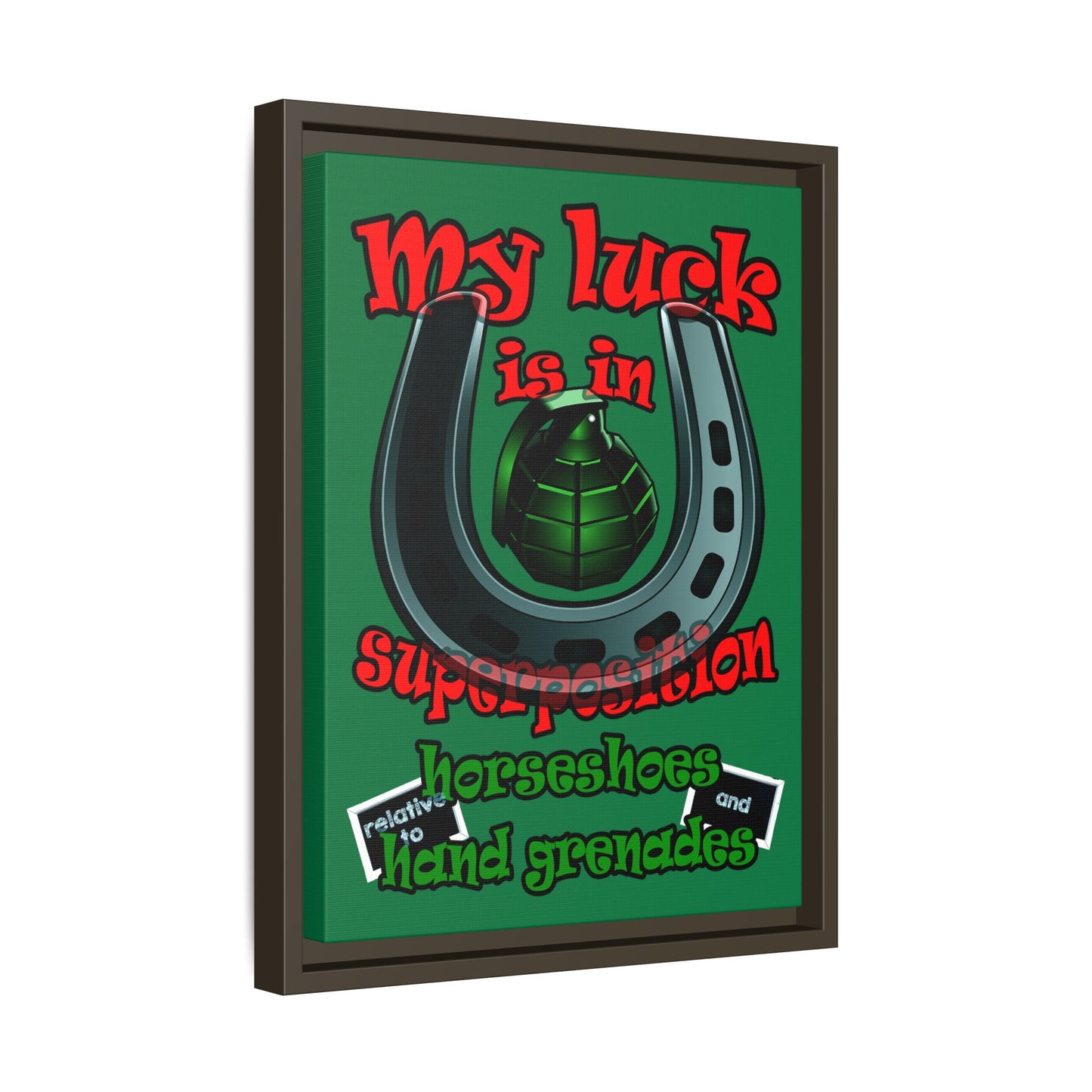 my luck - framed canvas art (dark green)