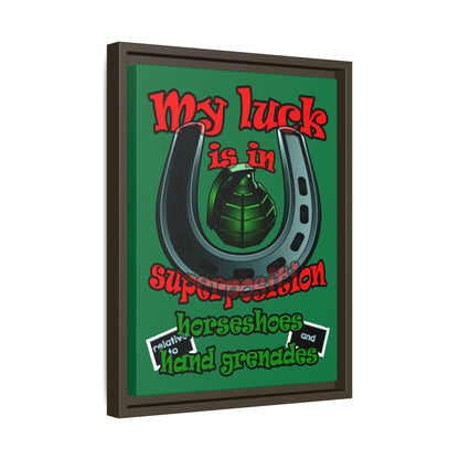 my luck - framed canvas art (dark green)